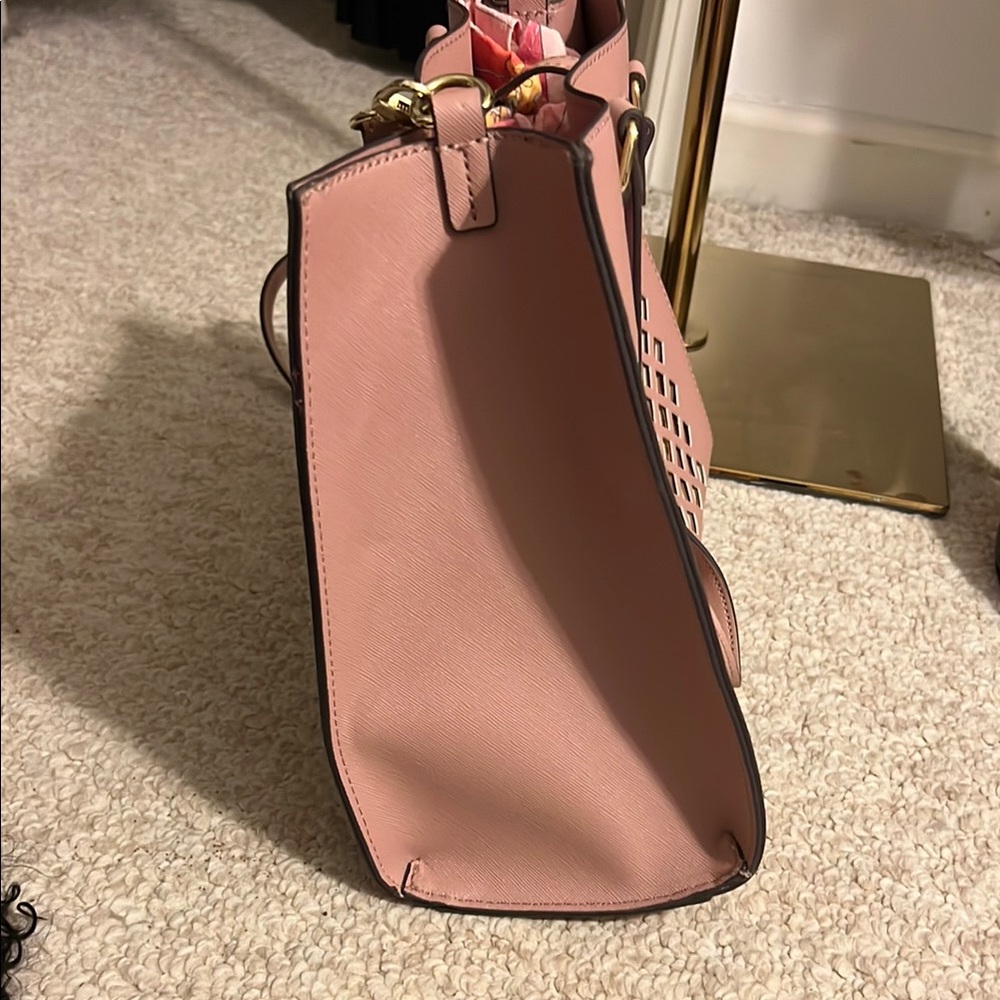 Trina Turk Pink Geometric Cutout Tote - Picture 7 of 12